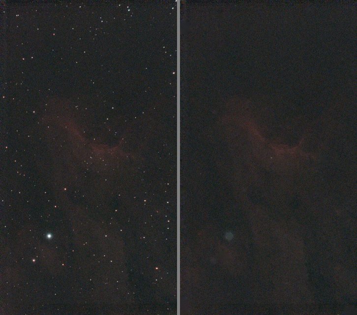 The colour image and its starless version