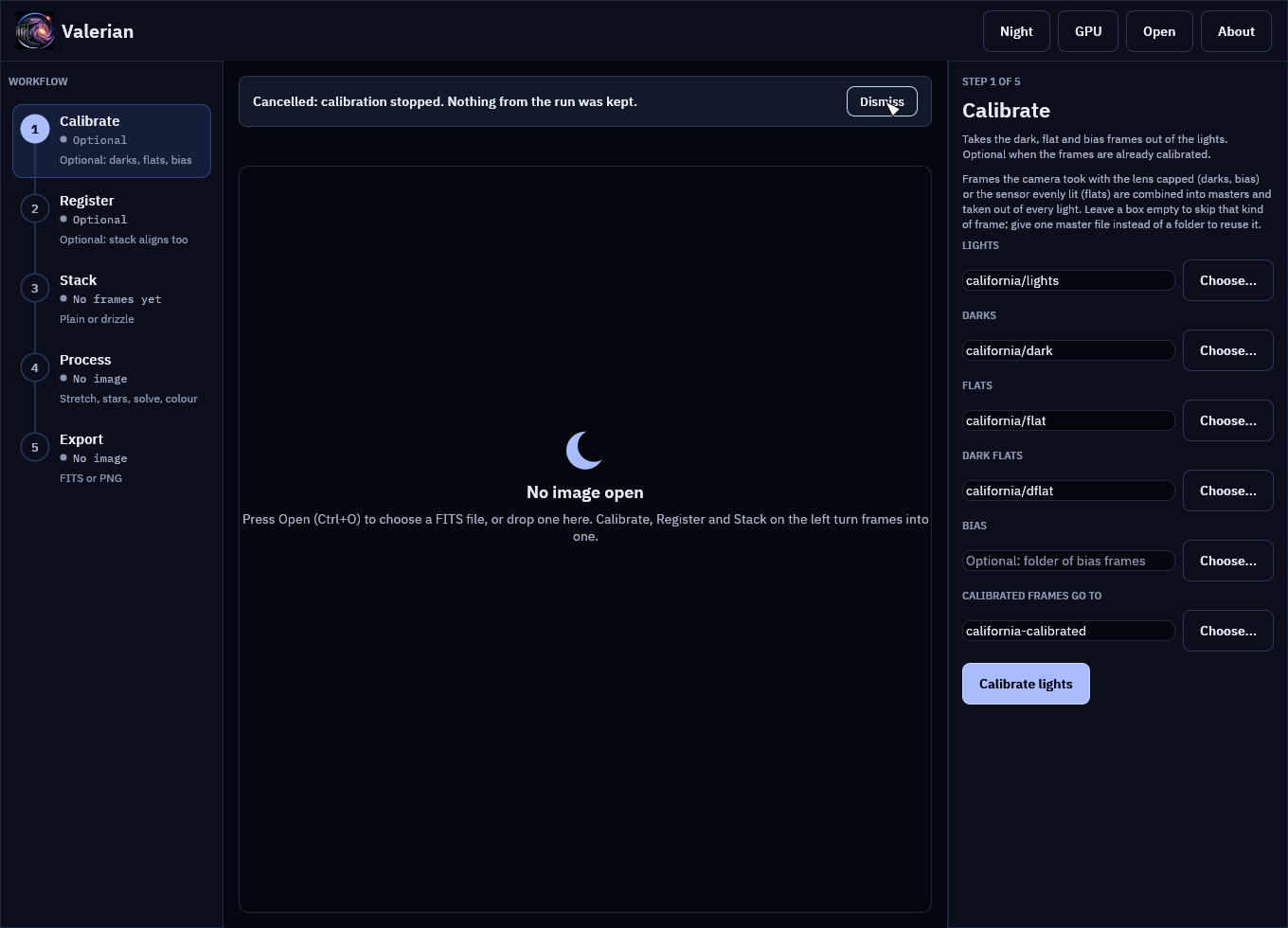Calibrate cancelled: nothing was kept