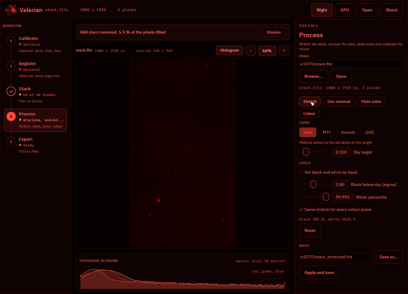 The same window in the night-vision palette